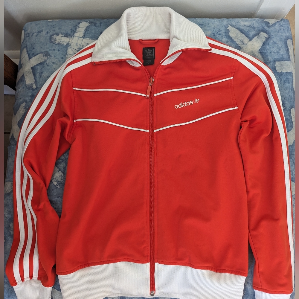 Vintage Adidas Track Jacket in Red and White